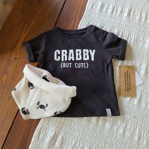 NWT 6 Month Crabby 🦀 but Cute Shirt w/ Matching Bib